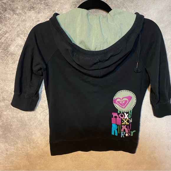 Roxy Soft Sweatshirt Hooded Henley Juniors Women Size Small Black - Picture 9 of 10